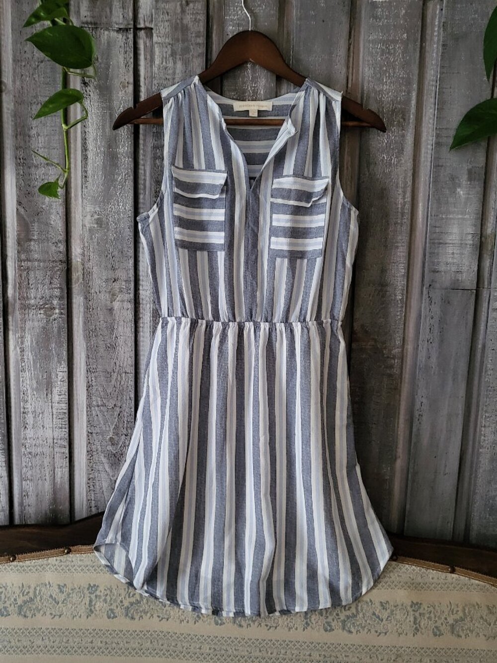 Monteau Los Angeles Striped Sleeveless Shirt Dress Size M